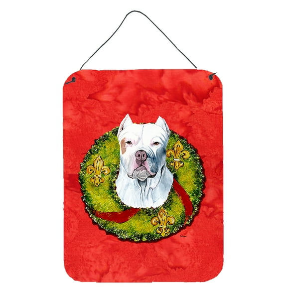 Pit Bull Christmas Wreath Wall or Door Hanging Prints