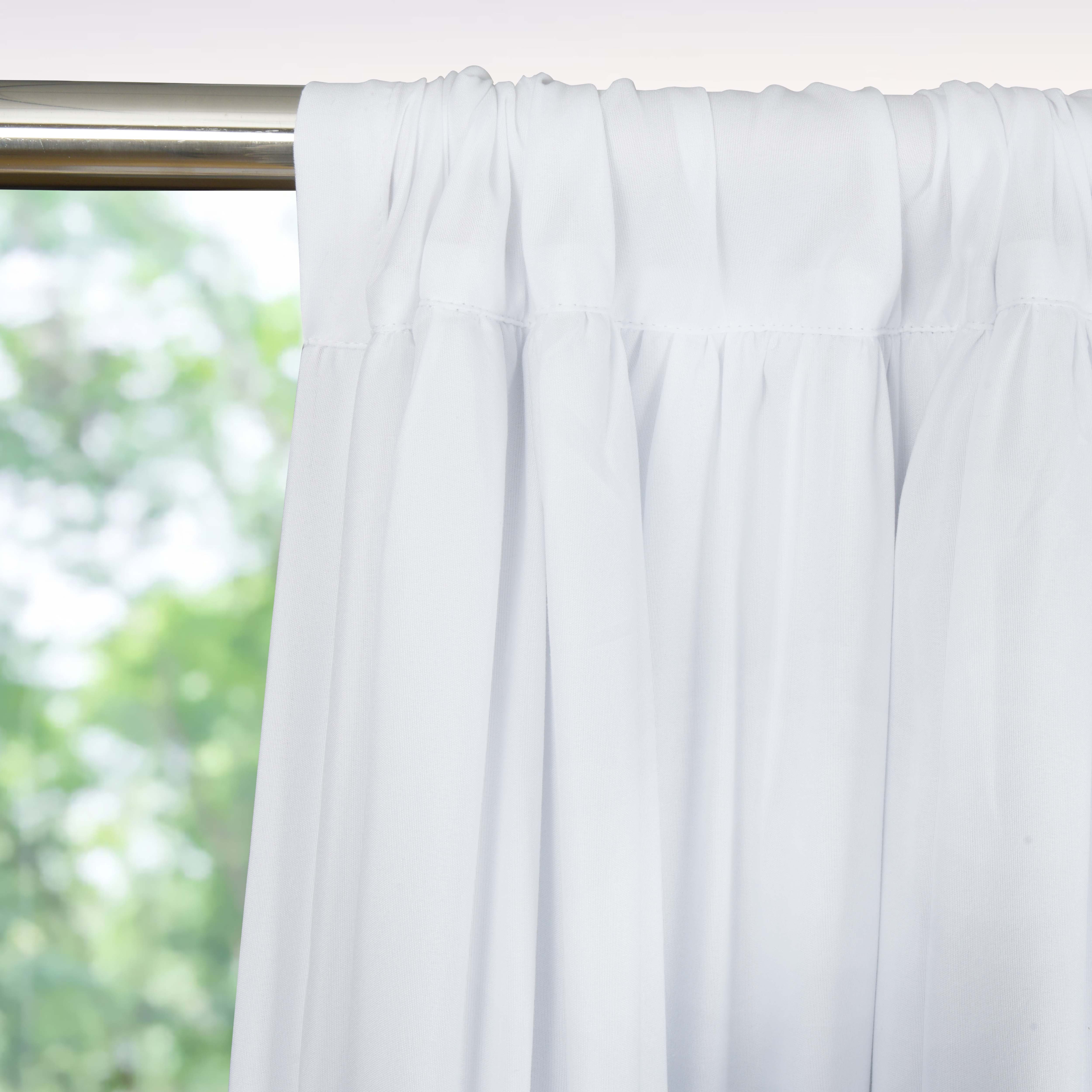 HIG Uptown Modern White Solid Print Rod Pocket Blackout Curtains, 54" x 84" (2 Panels)