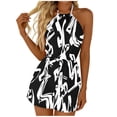 thumbnail image 2 of Purcolt Women's Summer Beach Jumpsuit Halter Neck Sleeveless Wide Leg Shorts Jumpsuit Romper One Piece Outfits, 2 of 8