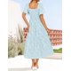 thumbnail image 4 of Vestido ZESICA para mujer, estilo bohemio, floral, midi, azul, talla M, 4 of 7