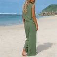 thumbnail image 5 of Women's Two Piece Matching Lounge Sets Asymmetrical Split Tank Tops Wide Leg Pants Summer Outfits Tracksuit Vacation Travel Outfits, 5 of 6