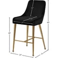 thumbnail image 5 of Meridian Furniture Owen 28"H Velvet Bar Stool in Black (Set of 2), 5 of 5