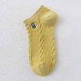 thumbnail image 2 of Yuanlong Womens Socks Cute Bee Embroidery Pattern Ruffle Knit Short Socks Daily Wear Comfortable Breathable Ankle Socks, 2 of 3
