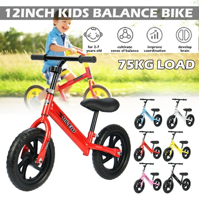 No-pedal Balance Bike Walker Metal Balance Bicycle Riding Learning Kids Ride on Toy Gift for 2-6 years old Children Kids 75KG Load
