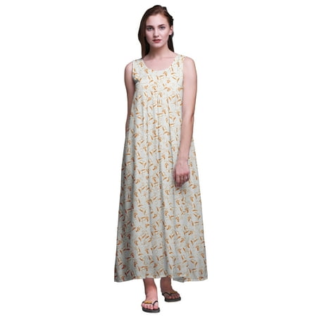 

Bimba Rayon Â Printed Rayon Nightgowns For Women Sleeveless Gown Sleepwear Maxi Dress-S