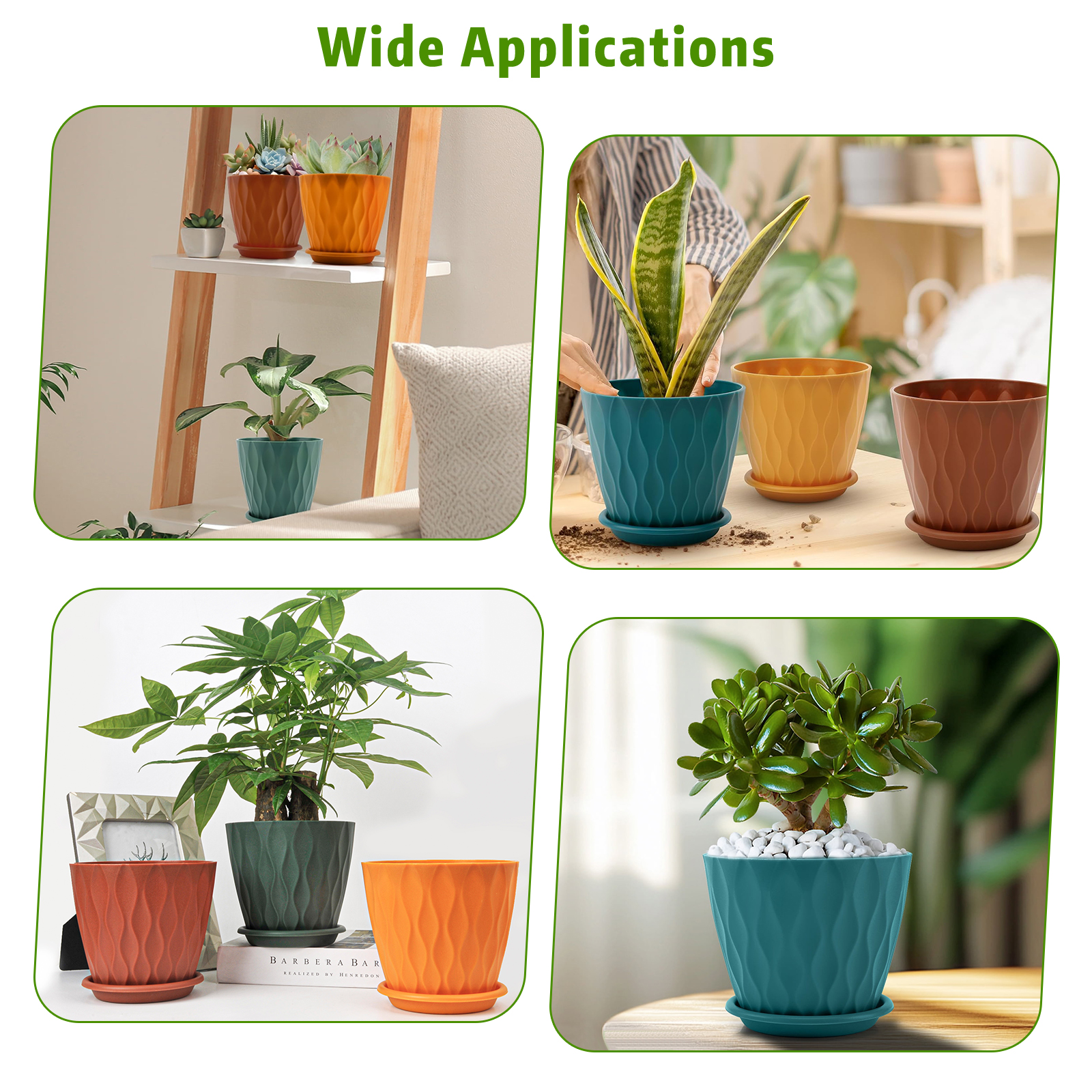 Xueyu 6-Inch Plastic Plant Pots 5-Pack with Drainage photo 2