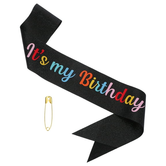 Uxcell Its My Birthday Sash, Glitters Fantasy Birthday Sash Tiara for Women Mother Party Queen Kit Accessories, Black Fantasy