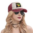 thumbnail image 6 of Unisex Golden Guyana Flag Vintage Washed Distressed Cotton Dad Trucker Hat Baseball Cap Dark Red, 6 of 7