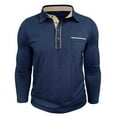 thumbnail image 5 of Polo T Shirts for Men Classic Loose Fit Casual Long Sleeve Tops with Pocket Button Collared Fall Solid Color Mens Shirts Navy XXXL, 5 of 7