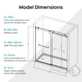 thumbnail image 3 of BARONAGE Double Sliding Shower Door 68-72" W x 76" H, Frameless Shower Doors with 3/8" (10mm) Thick Tempered Glass (No Soft-Close Buffer), Brushed Nickel, 3 of 10