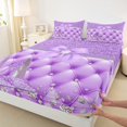 thumbnail image 3 of Feelyou Fashion High Heel Queen Sheet Sets for Kids, Dreamy Purple Bowknot Flat Sheet, Modern Fashion Diamond Queen Fitted Sheet, Luxury Bedroom Decor, 4pcs, 3 of 7