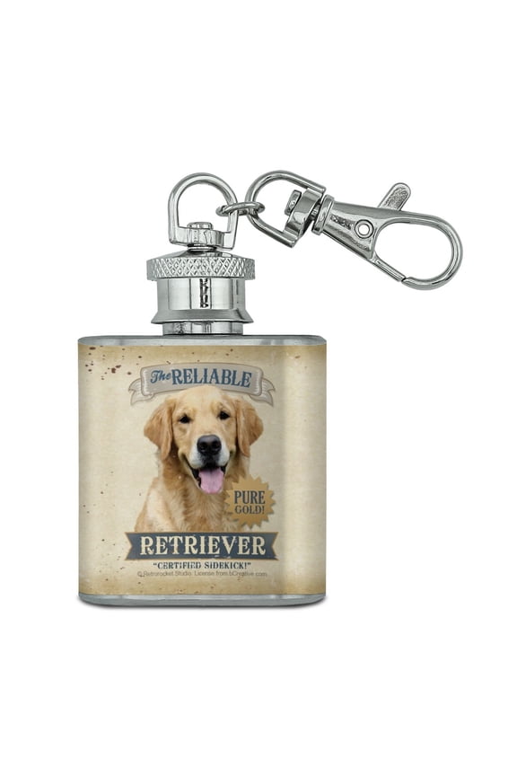 The Reliable Retriever Certified Sidekick Pure Gold Stainless Steel 1oz Mini Flask Key Chain