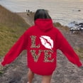 thumbnail image 5 of Women's Hoodies Sweatshirts Graphic Word Hoodie for Women Long Sleeve Sweatshirt Top with Preppy Style for Everyday Comfort Red M, 5 of 7