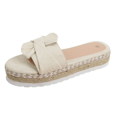 

Women s Summer Fashion Roman Style Weaving Flat Bottom Bowknot Overlay Open Toe Breathable Sandals Slippers