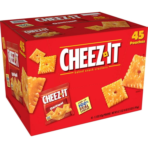 CheezIt Baked Snack Cheese Crackers, Original (67.5 Oz. Box , 45 Ct