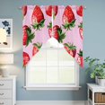 thumbnail image 6 of Red Strawberry Kitchen Window Curtains, Swag Curtains Valance for Bedroom Living Room Bathroom, Pink Watercolor Modern Art Rod Pocket Window Treatment Curtain Block Drapes 2 Panels 36"x36", 6 of 9