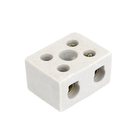 10A 2W5H 2 Way 5 Hole Ceramic Connector Porcelain Terminal Block White