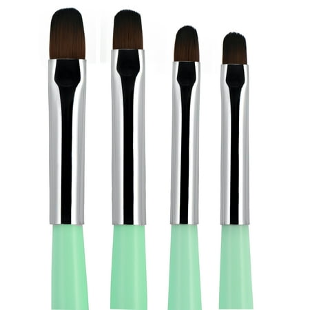 Beaute Galleria - 4pcs UV Gel PolyGel Nail Brush Set (Size 6, 8, 10, 14) for Acrylic UV Nail Extensions and Nail Tips Builder, Wooden Handle with Nylon Hair Manicure Nail Art Painting Pen