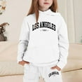 thumbnail image 2 of Gelikeya Little Girls Hoodies Sets Size 6-7 White Sweatsuits Letter Print Graphic Hooded Sweatshirt Pant Sets Oversized Pullovers 1-9Y (Z01 White, 6-7 Years), 2 of 5
