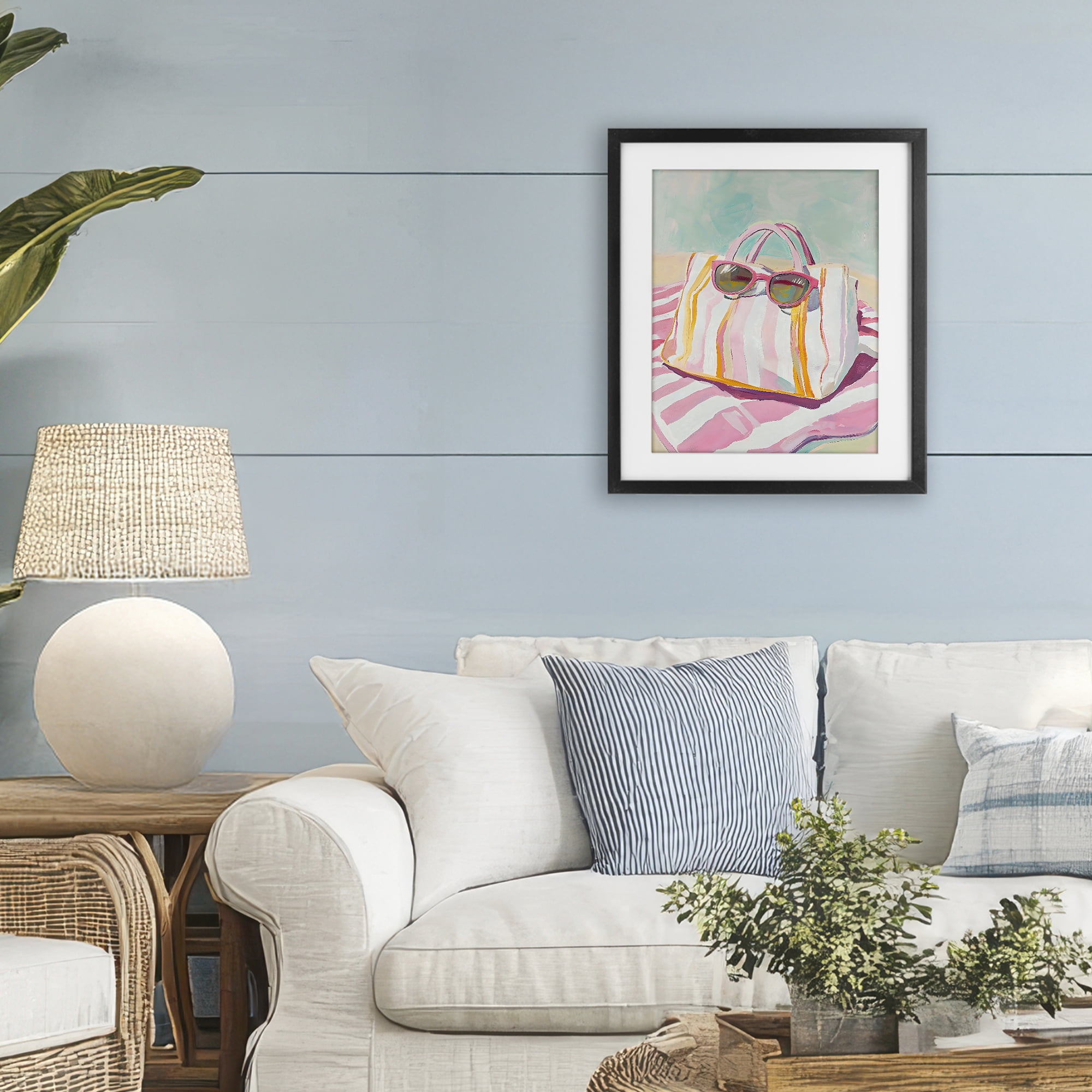 Stupell Industries Beach Bag & Sunglasses Black Framed Print Under Glass, design by The Prints Vibe