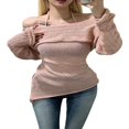 thumbnail image 2 of Women Irregular Sweater Off-shoulder Knitwear and Halterneck Tops, 2 of 7
