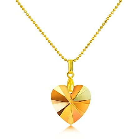 MASCOT CRYSTAL DELIGHT November Golden Topaz Birthstone Necklace - Heart Pendant Swarovski Crystal, 18"