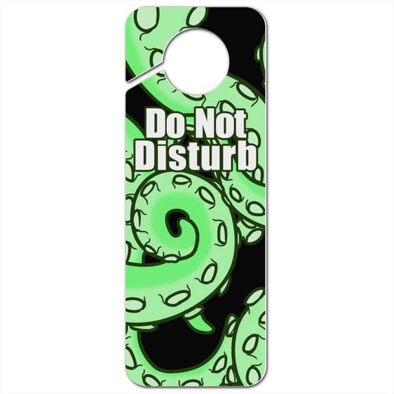 Tentacles Squid Octopus Green Plastic Door Knob Hanger Sign