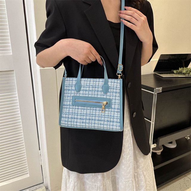 Bolso de mujer tejido moda elegante embrague femenino bandolera (azul)