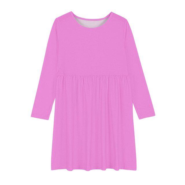 Bwiyojiz Tailles Mode 120-170 Robe à Manches Longues à Col Rond Filles Ligne Extensible Patineuse Tournoyante École Récital, 5 Ans, Cadeaux pour la Maison