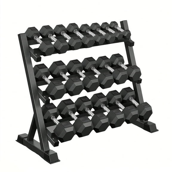 350 lbs Adjustable Dumbbell Set with Storage Rack, 10-50 lbs Each Pair, Rubber Coated Hex Free Weights for Home Gym, Non-Slip Grip & Floor Protection, Strength Training Equipment