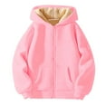 thumbnail image 2 of Boys and Girls Plush Fleece Lined Zip Up Hoodies Cozy Lining Sweatshirts Soft & Warm Jacket 6-12 Months 12-24 Months 2T 3T 4T 5T 6T 7T 8T 9T Children(Pink,4-5 Years), 2 of 4
