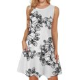 thumbnail image 1 of RWJDXD Robe d'Été Ample et Confortable pour Femmes Col Rond Manches Courtes Motif Floral Jupe Sans Manches Été Jupe Ample Respirante Robe de Soirée pour Femmes, 1 of 7