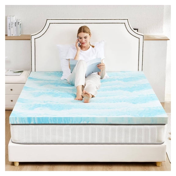 Gel Memory Foam Mattress Topper Full Size for Back Pain - Cooling Mattress Pad for Sleeping - CertiPUR-US Certified - 2 Inch Thick