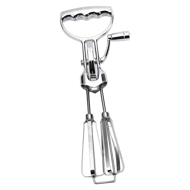 Batidora de huevos manual con manivela, práctica, fácil de usar, profesional, de doble cabezal, de acero inoxidable, herramienta de cocina, mezcladora
