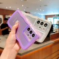thumbnail image 4 of Compatible with Samsung Galaxy S21 Ultra Case 6.8",Cute Curly Wave Matte Frame Edge Soft Shockproof Protective Aesthetic Clear Phone Cover for Women (Purple), 4 of 12