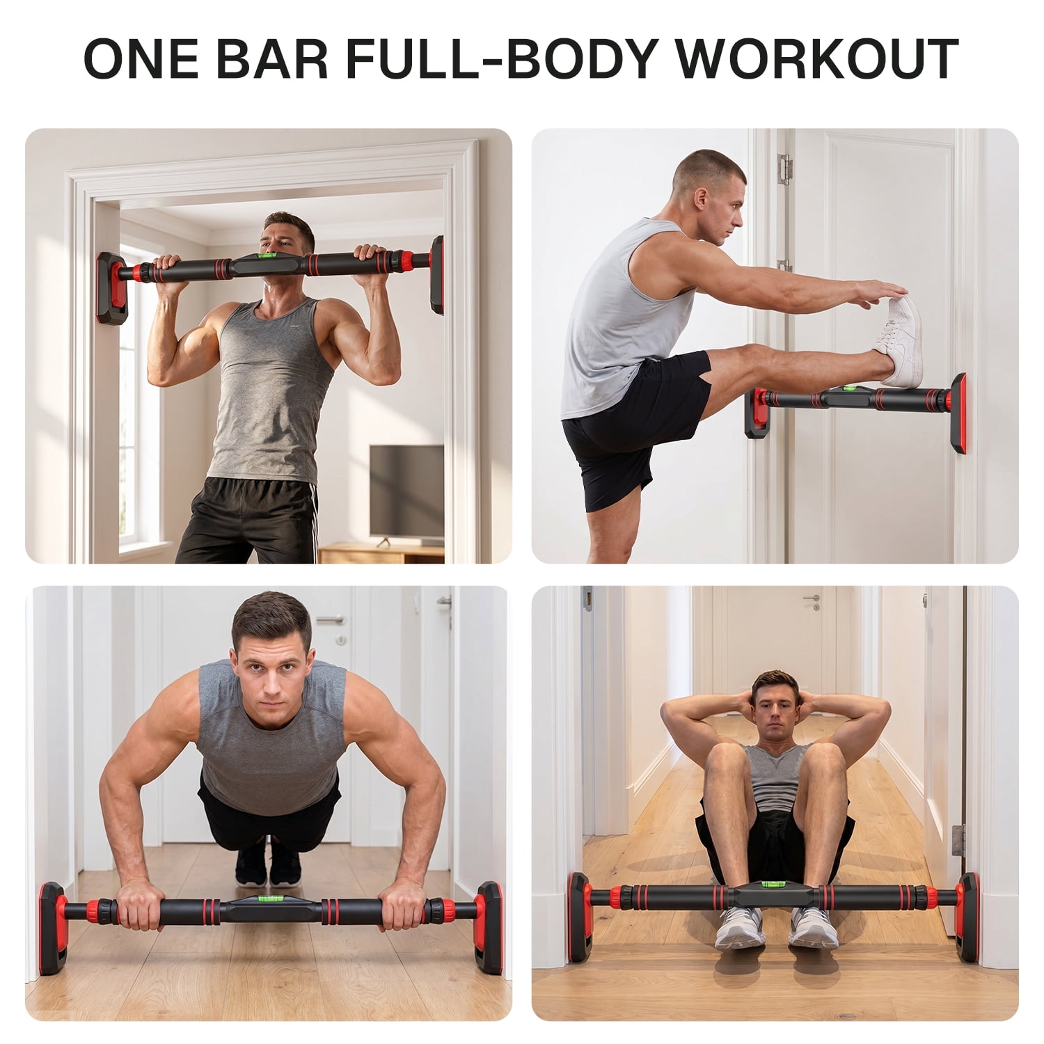 Behome Pull Up Bar for Doorway, Chin Up Bar with Adjustable Width (35.4"-47.2"), 881.8lbs Max Load & Non-slip Locking System, No Screws, No Drilling for Home Gym