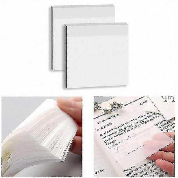 100 Pack Clear Adhesive Note Pads Removable Self-Stick Transparent Notes for Office and Home Use