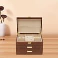 thumbnail image 2 of Rectangular Jewelry Box Case Necklace Ring Watch Storage Cabinet Organizer W/ 2 Drawers, 2 of 12
