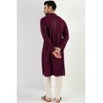 thumbnail image 3 of DWEEP SARA Mens Burgundy Viscose Rayon Resham Dhaga Sequence Solid Embroidered Long Straight Kurta and pant  For Men, 40, 3 of 5