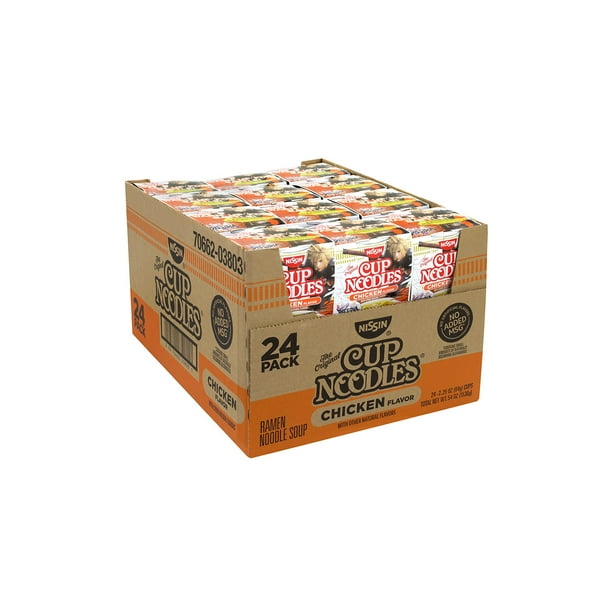 NISSIN Cup Noodles Chicken Flavor Ramen Noodle Soup, 2.25 oz, 24 Ct