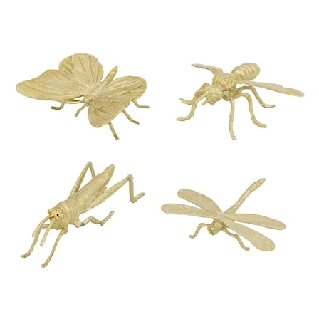 CC Home Furnishings Winged Insects Cast Iron  Sculpture Decorations - 4.25" - Gold - Set of 4