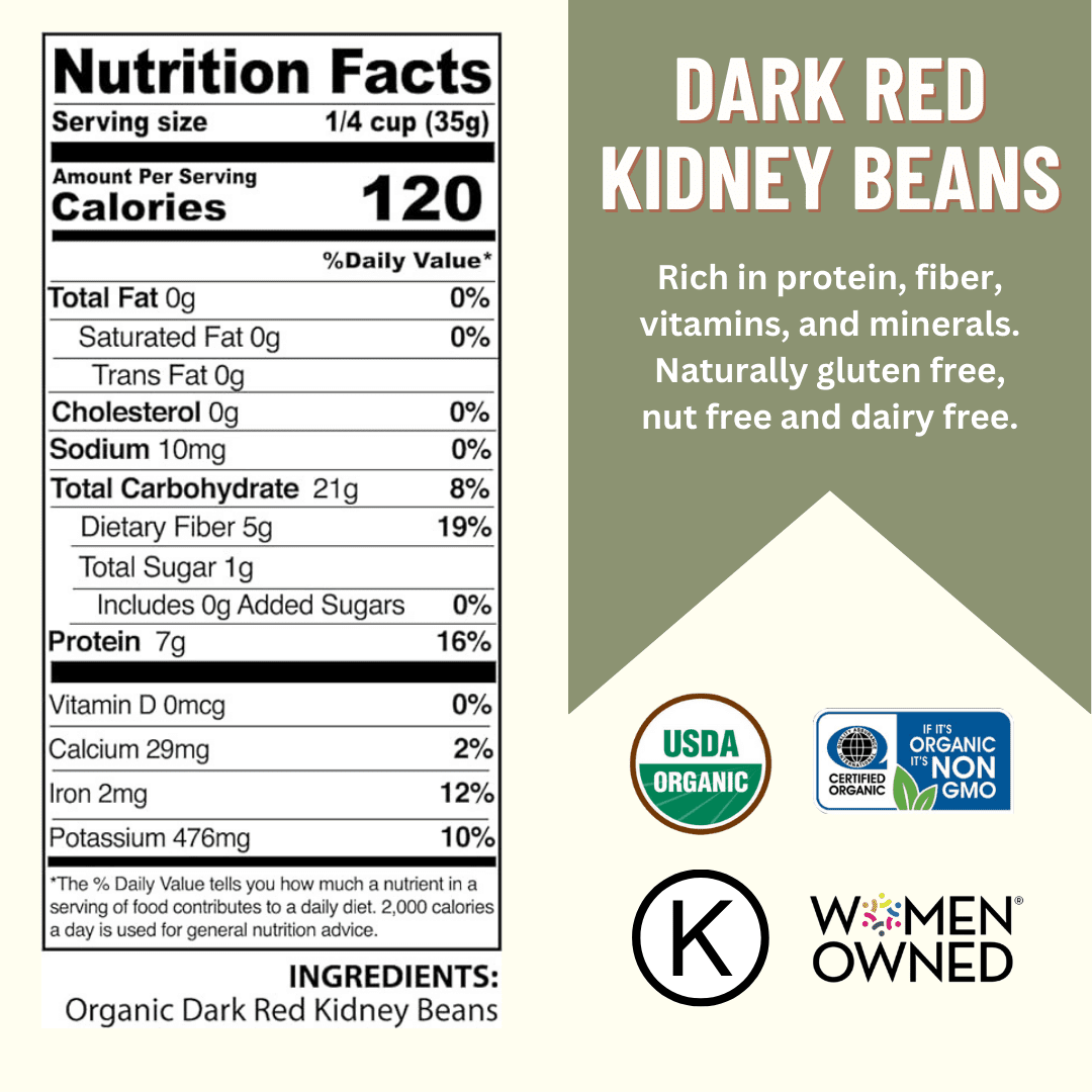 Organic Dark Red Kidney Beans, 1 lb. (6 pack) - Mountain High Organics