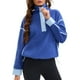 thumbnail image 1 of Sudadera recortada para mujer ATHLECHIC con media cremallera, forro polar, chaqueta oversized con bolsillos XL azul, 1 of 5