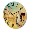 thumbnail image 3 of Designart 'Camels In Wild Desert II' Farmhouse Wood Wall Clock, 3 of 5