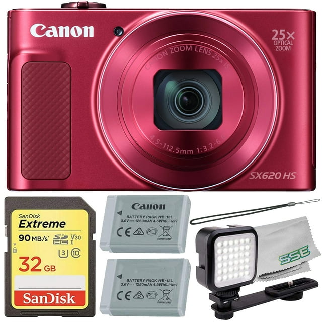 Canon PowerShot SX620 HS Digital Camera (Red) with Essential Accessory
