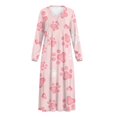 thumbnail image 4 of Xoenoiee Pink Heart Dog Paw Print Long Nightgowns for Women Long Sleeve Sleepshirt Valentine's Day Button Sleep Dress Mumu Dress V Neck Sleepwear Plus Size, Size L, 4 of 7