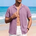 thumbnail image 5 of TKKCS Mens Linen Short Sleeve Button Down Shirt- Breathable Summer Beach Turndown Collar Casual Vacation Shirts Pink Size S, 5 of 9