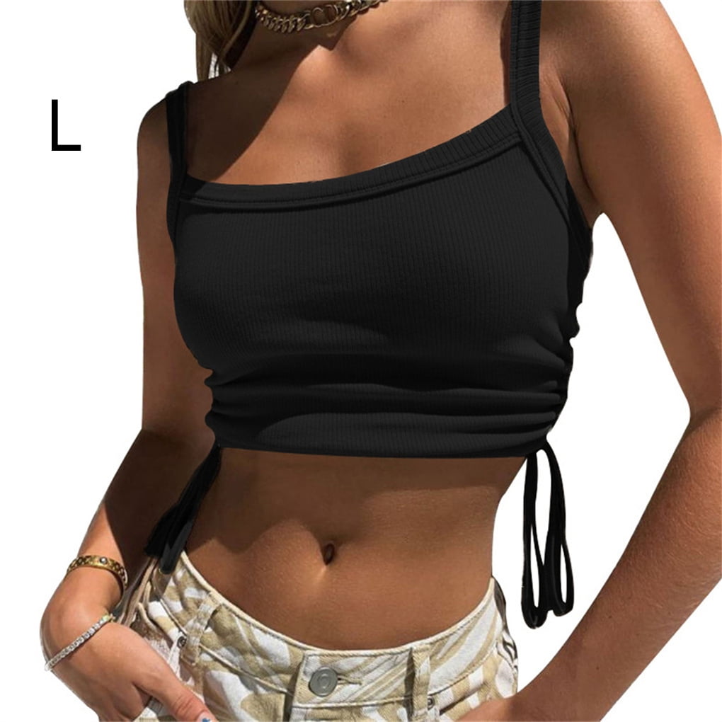 Woman Sexy Crop Tops Hiking Traveling Sleeveless Square Ladies