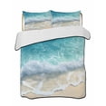 thumbnail image 2 of Aqua Blue Beach Queen Size Down Alternative Comforter, Lightweight Comforter Quilt Bedding Set with Pillow Shams Coastal Seawaves Sand Shore Scenery All Seasons Bed Comforter Duvet Insert 90"x96", 2 of 7
