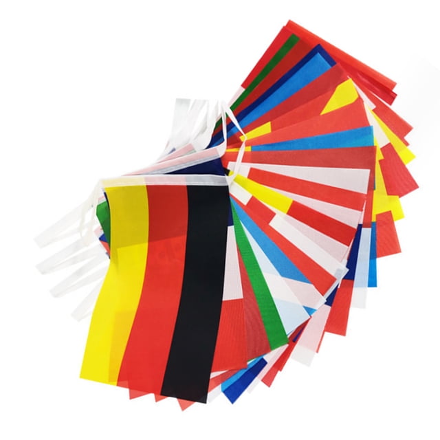 Banderines de banderas internacionales decoración de 95 pies 100 países bandera de cuerda impermeable para clubes deportivos Anggrek Otros